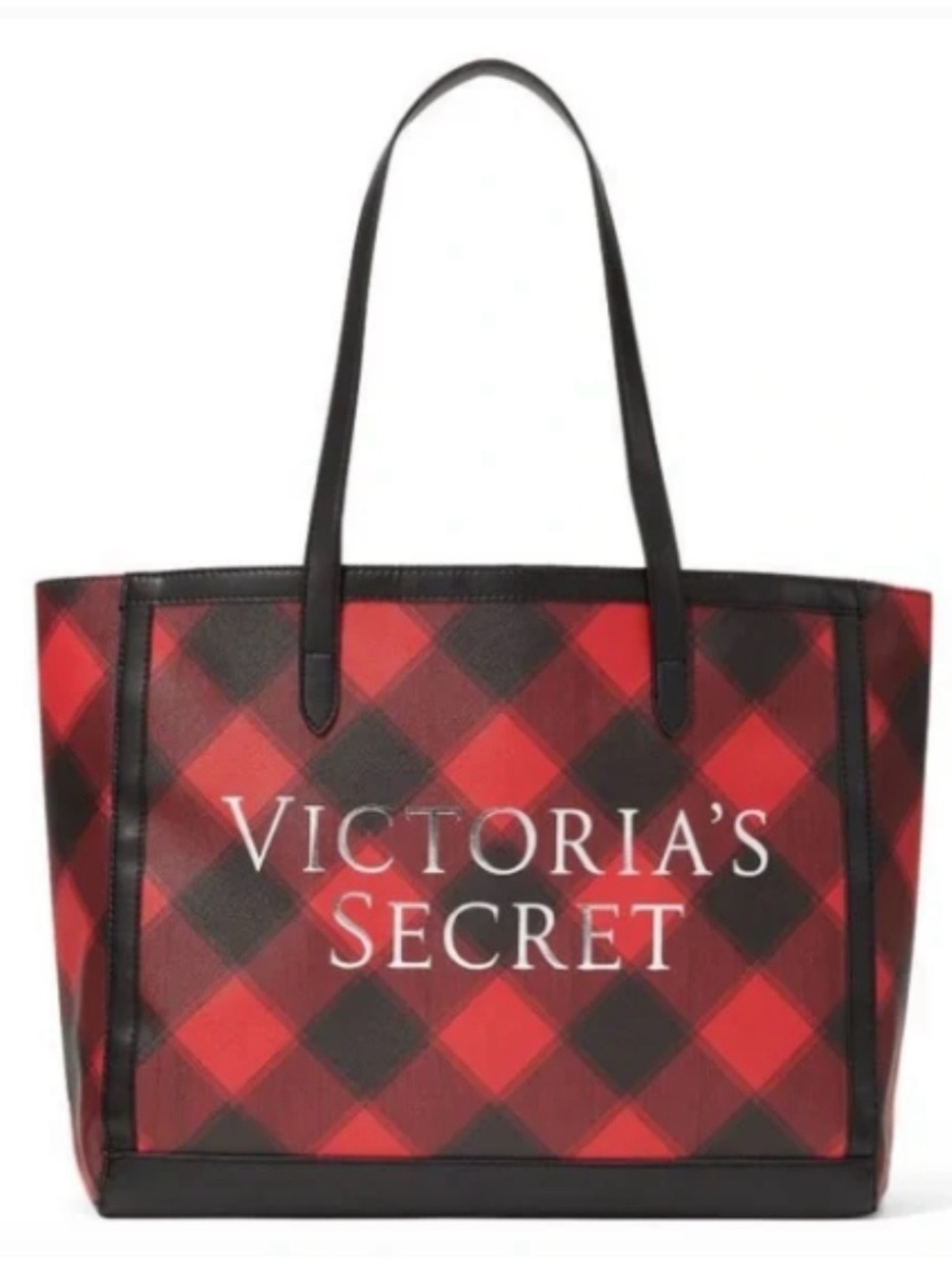 Victoria's Secret Red and Black Plaid Tote
